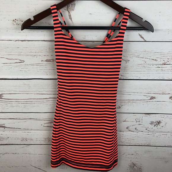 lululemon athletica Tops - Lululemon Free to Be Orange Inkwell Stripe Tank